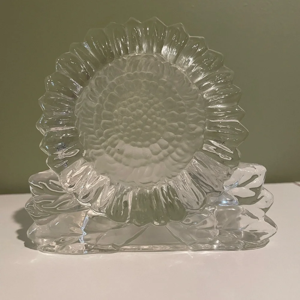 Heavy Glass Sunflower Tea light Candleholder PartyLite - Picture 2 of 5